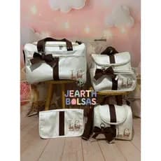 kit 4  peças bolsa maternidade bolsa maternidade (G) mochila 2em1 (G) frasqeuira baú  + trocador