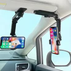 Suporte de Celular para Quebra-Sol do Carro 360° Giratório Dobrável Suporte Veicular para GPS Universal