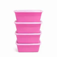Kit 4 Potes Plásticos Retangulares 1000ml com Tampa | Organizador de Alimentos | Freezer e Geladeira