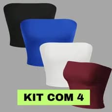 Kit 4 Cropped Top Faixa Suplex Premium Tube Tomara Que Caia Feminino Com Forro Busto Moda Blogueira Básica  Único Croped