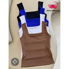 KIT 3 Blusa Regata Feminina Decote Quadrado Reto Em Suplex Premium Liso Lançamento Verão Moda Bloqueia Tendencia