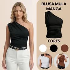 Regata Feminina Mula Manca Assimétrica Franzida Plissada Natal Casual Ombro Único Elegante