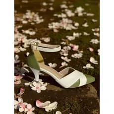Salto social verde esmeralda/ detalhe em x branco