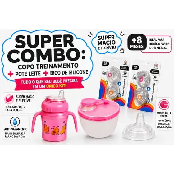 Kit Completo Pote + Copo Treinamento + Bico Reserva Segurança e Praticidade Aprovetite Agora!!!