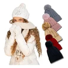 Touca Gorro De Lã Antialérgica Feminina Forrada De Pelinho com Pompom