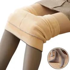 Meia-Calça Térmica Forrada Peluciada Translúcida de Lã Feminina Super Elástica Slim Frio