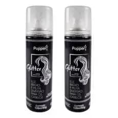 Kit 2 Spray Glitter PRATA Popper - BRILHE no Carnaval, Bloquinhos, Folia, Formaturas e Festas