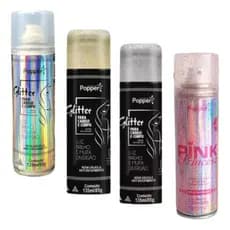 Spray Glitter Prata Rosa Dourado Popper - BRILHE no Carnaval, Bloquinhos, Folia, Formaturas e Festas