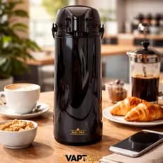 Garrafa Térmica Preta Magic Pump 1L ou 1,9L com Pressão Mantém Café, Chá, Leite e Chimarrão Quente
