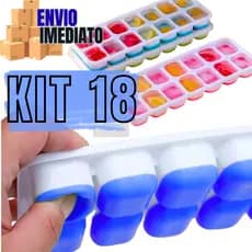 Kit Formas De Gelo Quadrada Coloridas Fundi De Silicone Fácil Desenformar 18 Peças Forminhas Frutas