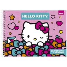 Caderno Cartografia e Desenho Capa Dura 48 Folhas, Hello Kitty