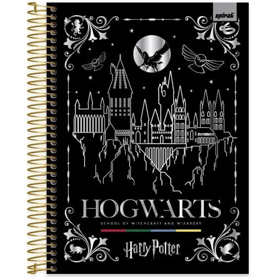 Caderno Universitário Capa Dura 10 Matérias, 160 Folhas, Hogwarts, Harry Potter