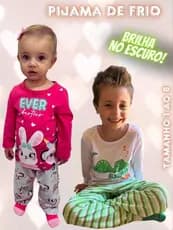 Kit Pijama Infantil Menina Menino Bebê 4 ou 6 Peças Manga Longa Brilha no Escuro Tamanho 01 ao 08