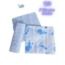 Cueiro Estampado Flanelado Bebê Kit 3 Unidades Manta Charutinho