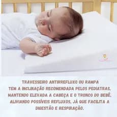 Travesseiro Anti Refluxo Bebe Antialérgico Lavável Com Capa Removível 100% Algodão