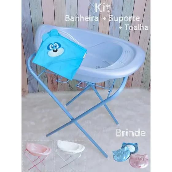 Banheira com Suporte + Toalha de Bebê Suporte Resistente Compacto Leve Banheira Design Anatômico