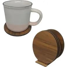 Bolacha Porta Copo Madeira Kit com 4 Peças Porta Copo de Mesa Descanso de Copo