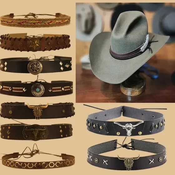 Cinto de chapéu de alta qualidade criativo único DIY chapéu de Cowboy decoração cinto corda Retro estilo étnico chapéu c