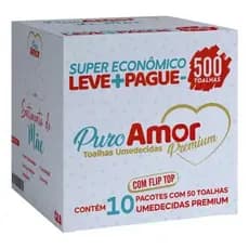Caixa Lenços Umedecidos Puro Amor - Com Tampa Flip-top - 500un