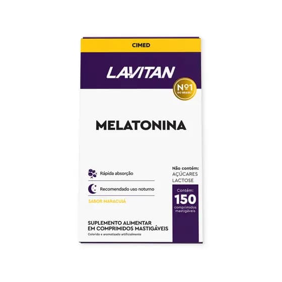 Lavitan Melatonina 0,21mg Mastigáveis Suplemento Para Auxiliar o Sono Cimed - 150 Comprimidos