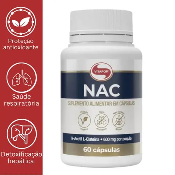NAC 600mg Vitafor 60 Cápsulas – N-Acetil L-Cisteína Antioxidante