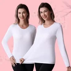 Blusa Feminina Térmica Proteção Solar Camiseta Peluciada Segunda Pele Manga Longa Peluciada Inverno