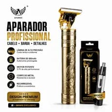Kit Máquina de Cortar Cabelo Dragão Aparador de Barba Masculino Sem Fio USB + Aparador de Pelos Nariz