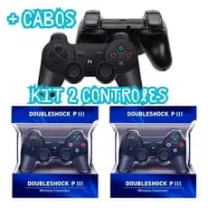 Kit 2 Controle Joystick Doubleshock  P3 Ps3 + Cabos Usb Carregador