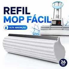 Refil Mop Fácil PVA 26cm Super Absorvente Lavável Troca Fácil