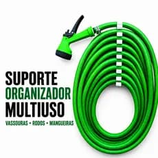 Kit 2 Suporte Porta Vassoura Mop e Mangueira Organizador Multiuso de Parede