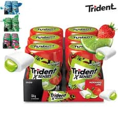 Chiclete Trident XSenses De Morango Lime Melancia Mint Menta Sem Açúcar Garrafa Caixa 6unid 54g