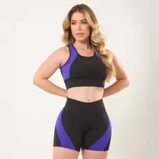 Conjunto Fitness Top + Short  Alta compressão Roupa de Academia Feminino Exercício Físico Ginastica