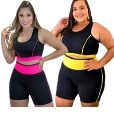 Kit Conjunto Fitness Top + short Cós Alto Roupa De Academia Feminino Plus Size Malhar Ginastica Treinar