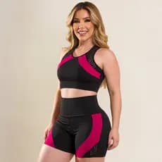 Conjunto Academia Feminino Top e Short Cintura Alta Fitness