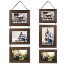 Porta Retrato Vintage 3 fotos Quadro Painel Multifotos Moldura Betume Acetato Barbante