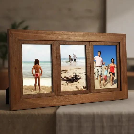 Porta Retrato Painel de parede para 3 fotos 10x15cm com moldura Preta, Marrom, Branca ou Betume