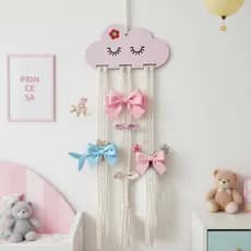 Organizador de Acessórios de Cabelo para Parede Infantil - Suporte para Presilhas, Elásticos e Caixa de Joias