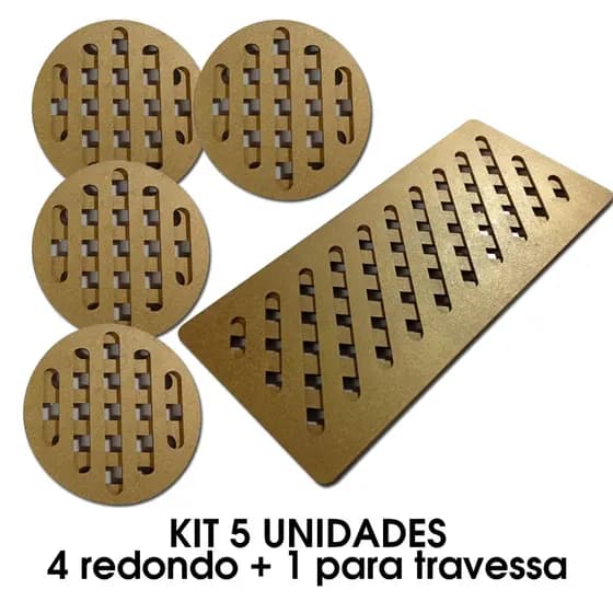 4 Descanso Panela Redondo + 1 Travessa Apoio De Mesa Cozinha Colorido Dourado Prata Preto Rosé Gold