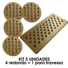 4 Descanso Panela Redondo + 1 Travessa Apoio De Mesa Cozinha Colorido Dourado Prata Preto Rosé Gold