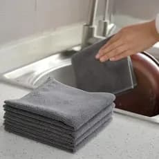 20 Panos Mágica de Cozinha Vidro Mesa Janela Prato Cinza Plana Microfibra 20x20cm