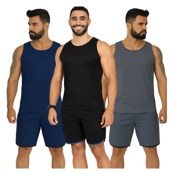 Conjunto Regata e Short Manga Moda Verão Masculino