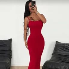 Vestido Longo Justo Feminino em Suplex com Decote para Festa, Casamento e Formatura
