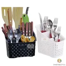 Porta Talheres Preto ou Branco Escorredor Organizador Porta Treco Multi Uso Rattan 6 ou 3 Divisórias