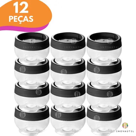 Porta Tempero Kit 12 Peças Organizador de Condimentos Empilhável Pote com Tampa Rosca 155ml BPA FREE