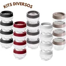 Kit Porta Tempero Empilhável C/Tampa Rosca Gire Trave 155ml BPA FREE Potes P/Condimentos 2 A 20 PÇS