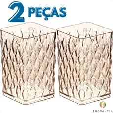 Organizador Multi Uso Porta Pincel de Maquiagem Kit 2 Peças Acessórios Escovas Batom Bancada