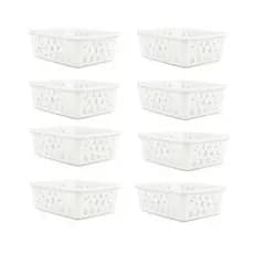 Kit 8 Unidades CEsto Organizador Multiuso Branco 16 x 12 x 6 cm