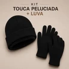 Kit Touca de Pelinho + Luva de Lã  Frio Intenso Gorro Forrado Com Forro de Pelinho Inverno Promoção