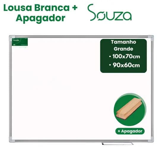 Lousa Branca Quadro Escolar 100×70 cm / 90×60 cm –  Completo Moldura