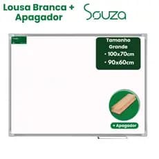 Lousa Branca Quadro Escolar 100×70 cm / 90×60 cm –  Completo Moldura